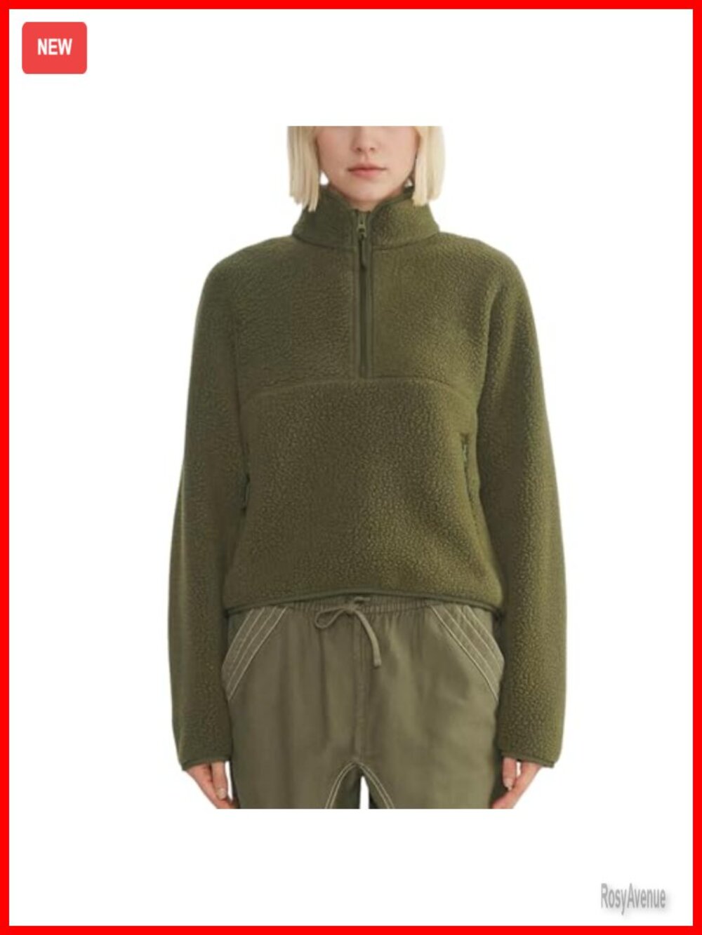 Sherpa Fleece Cropped Half Zip Pullover Sweatshirt with Pockets